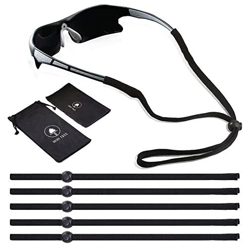 Mini Tree Brillenband Sport Brillenkordel Herren Brillenkette Damen Anti-Rutsch Brillenschnur Eyewear Cords Strap für Sportbrillen, Sonnenbrillen, Lesebrillen, Schutzbrille- Set aus 5 Stück (Schwarz)