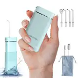 Aquapik® Mini Tragbare Munddusche | Entfernt Plaque + Von Zahnärzten Empfohlen + Schont Ihre Implantate und Zahnspangen | 4 Düsen + 3 Betriebsmodi + Wiederaufladbar mit USB-C (Blau)