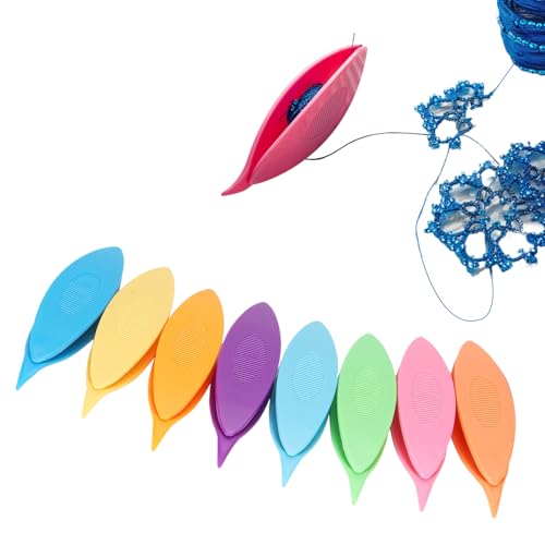 Tissting 9 Stück Occhi Schiffchen Kit, Bunte Kunststoff Tatting Shuttle Stricknadeln Häkel Maschenstopper Occhischiffchen für DIY Hand Spitze Herstellung Handstricken