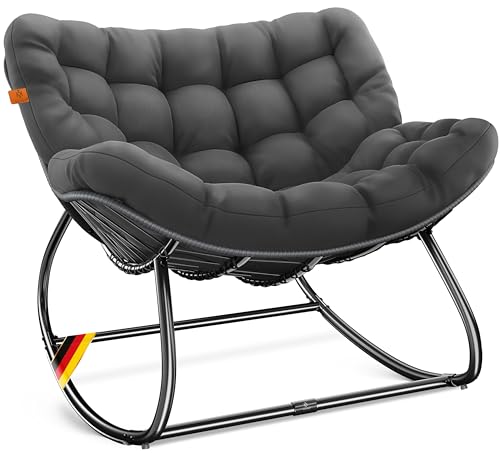 KESSER® Schaukelstuhl für drinnen & draußen ergonomischer Schaukelsessel | maximale Belastung von 120kg Relaxsessel mit Rutschfesten Füßen, Witterungsbeständig | Ideal für Balkon, Garten & Wohnzimmer