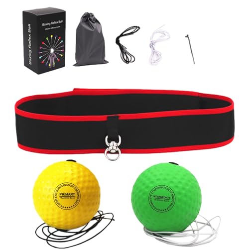 Boxbollen, Box-Reflexball für - Reagieren Sie Reflexbälle auf Schnur mit Stirnband, Boxbollen Original - Verbesserung der Hand-Augen-Koordination, Schlaggeschwindigkeit, Bekämpfung der Reaktion