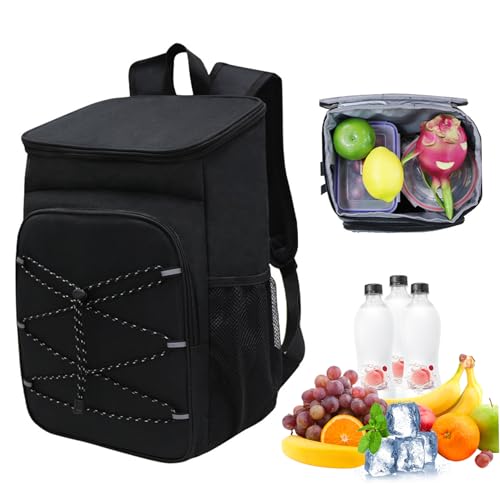 Cooler Rucksack Kühltasche 36 Dosen Isoliertes Picknick wasserdichtem Lecknachweis für Camping -Wanderessen BBQ Schwarzbeutel