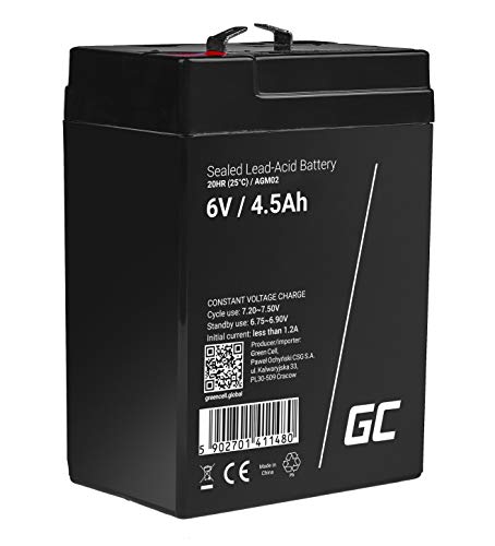 Green Cell® AGM 6V 4,5Ah Akku Vlies Batterie VRLA Blei Batterie Bleiakku Ersatzakku Akkubatterie Versorgungsbatterie Zyklenfest Wartungsfrei für Elektro Spielzeug Alarm Notstrom USV UPS