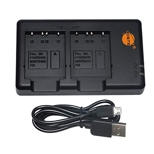 DSTE NP-B/F USB Dual Akkuladegerät Kompatibel mit Sony NP-BG1,NP-FG1,NP-BD1,NP-FD1,NP-FT1,NP-FE1,NP-FR1 Batterie als BC-TRX BCTRX(Versorgung über Micro-USB zu USB-A 2.0-Ladekabel)