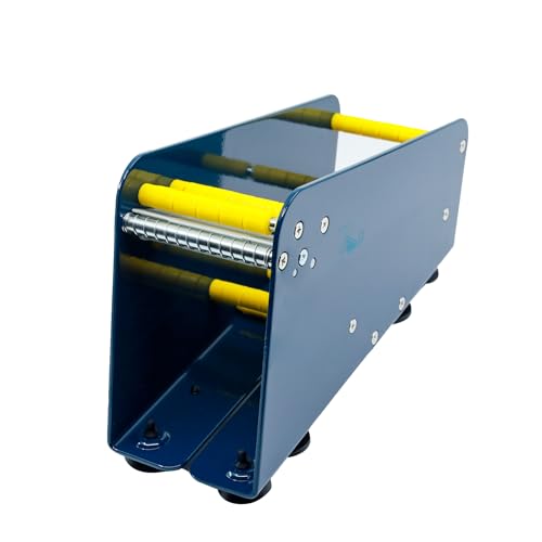 KLEBASTO Etikettenspender | Manuelles Tischgerät für einseitige & doppelseitige Klebepunkte, Etiketten | Robust aus Stahl | Labelspender (75 mm breit | ohne Rollentrenner)