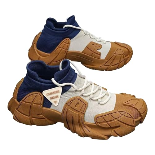 TUDUZ Sportliche Mesh-Sneaker Atmungsaktive Laufschuhe Knöchelhoch Fashion Shoes High-Top Sportschuhe Jugendmode farblich passende Herrenreifen Schuhe Brown gr 44