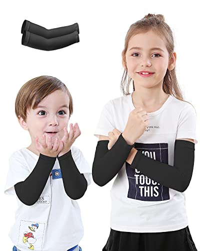 Newbyinn Armmanschetten für Kinder, Kleinkinder, UPF 50 UV-Schutz, Weiß, Mittel