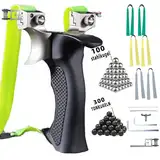 NWIWI Zwille Steinschleuder Slingshot Sport Outdoor Schleuder Set mit 6 Gummiband+300 Tonkugeln+100 Stahlkugeln+Steinschleuder Montageanleitung