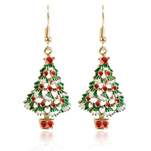 BSLVWG Weihnachtsdekoration, Damen-Weihnachtsohrringe, Weihnachtsbaum/Schneemann/Schneeflocken-Ornamente, Schmuck, legierung, Geschenke für Frauen, Feiertagsfeier (01)