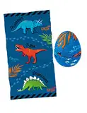 Moses 40214 Zauberhandtuch Ei – Cooles Handtuch für den Kindergeburtstag, Kleines Baumwollhandtuch für Hände und Gesicht, 100% Baumwolle mit Dino-Design, 30 x 60 cm, Mehrfarbig