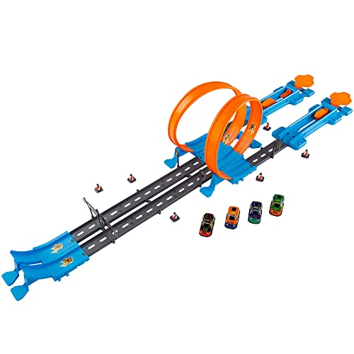 COLORBABY Speed & Go Super Speed 3 in 1 Rennstrecke mit 4 Metallautos und 2 360° Rampen, Kinderspielzeug (49897)