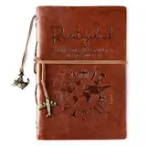 A5 Kunstleder Notizbuch "Erinnerungen Festhalten für die Ewigkeit" 160 Seiten Blanko nachfüllbar Reise Tagebuch Vintage Journal Reisenotizbuch Geschenke Ringbuch zum Selberschreiben Reisetagebuch