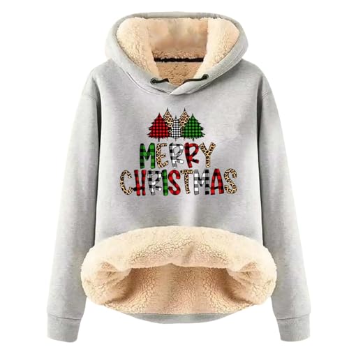 befristetes angebot heute Damen Weihnachten Pullover Warm Baumwolle Sweatshirt Teddy Fleece Kapuzenpullover Langarm Sports Hoodie Lustig Rotweinglas Weihnachtspullover Casual Lose Fleecepullover