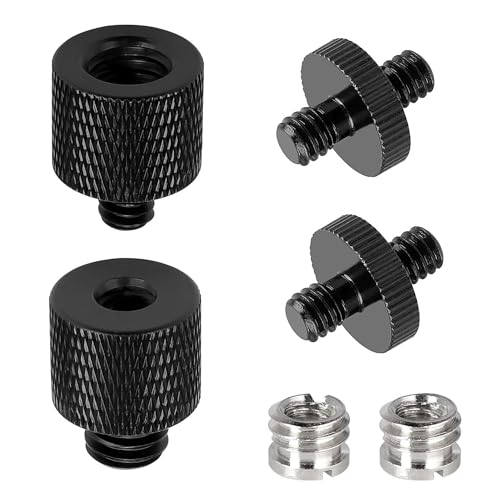 2 Stück Stativ Schraube Adapter Set, Gewindeadapter 3/8“ auf 1/4“ & 1/4“ auf 3/8“Aus Aluminiumlegierung, Adapter 1/4 auf 3/8 Zoll, für Handy Stativ Halterung, Kamera-Lautsprecher, Stativ, mit Zubehör