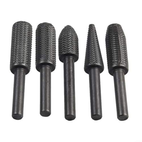 ZiStarlilife 5-teiliges Set Rotationsraspelfeile, Stahlfeile, Frässtift, 6 mm Schaft, Schleifwerkzeug, für weiche Metalle, Metall-Entrosten, Entgraten und Reiben