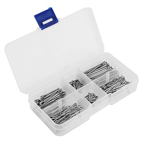 175 Teile/Satz Haarnadel-Splint-Sortiment-Kit,5 Arten von Zinklegierungs-Metall-Split-Splint-Clip-Stiften Klassifizierungssatz Befestigungsteile für Kfz-Mechanik-Motorreparatur, Geteilte Splinte