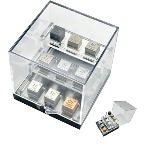 HOMOSTARRY 3-stöckiger Acryl-Präsentationsständer für 10 mm Elementwürfel und Mineralproben, Aufbewahrungsbox mit 15 x 15 mm Schlitzen, 68 x 68 x 68 mm, Gehäusegröße (3)