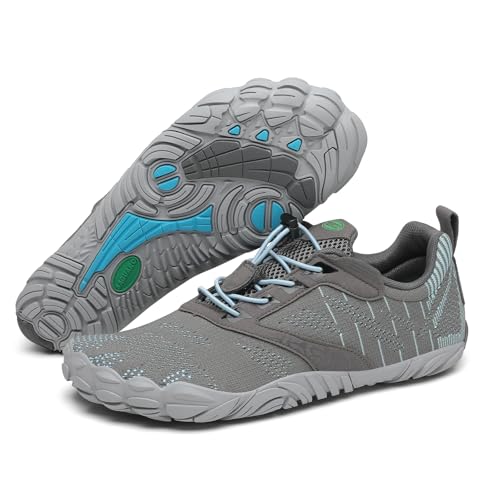 SAGUARO Barfußschuhe Herren Barfuss Schuhe Damen Knit Barfussschuhe rutschfest Zehenschuhe Barfuß Traillaufschuhe Barefoot Shoes Mit Breiter Zehenbox,Free Ⅰ - Barfußschuhe Grau,Gr.43