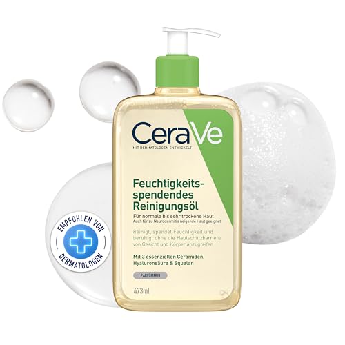 CeraVe Feuchtigkeitsspendendes Reinigungsöl, Für normale bis sehr trockene Haut, Reinigung für Körper und Gesicht, mit 3 essenziellen Ceramiden, 1x 473 ml