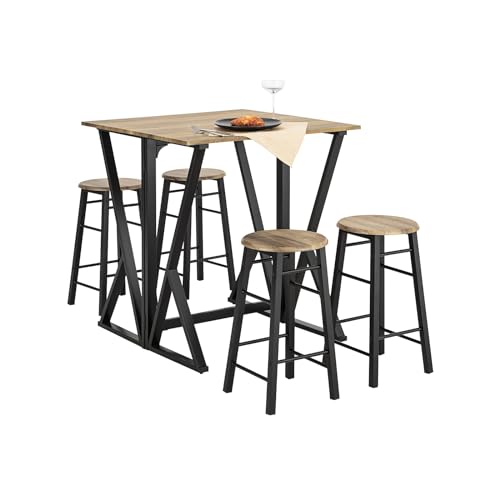 SoBuy OGT24-N 5-teilige Essgruppe Esstisch mit 4 Stühlen Klapptisch Esszimmer Sitzgruppe Küche Küchentisch Holztisch klappbar im Industrial-Look