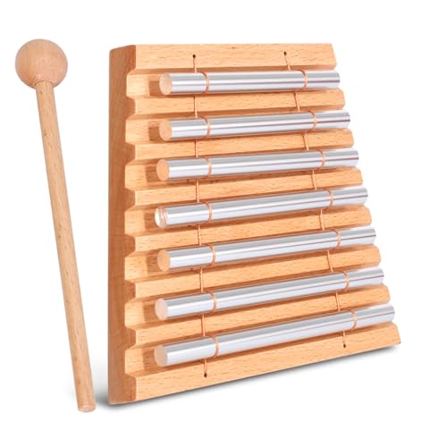 LIEKE Klangheilung Chime 7 Ton Klangstab für Yoga Meditation, Holz Hand Glockenspiel Glocken Percussion Instrument