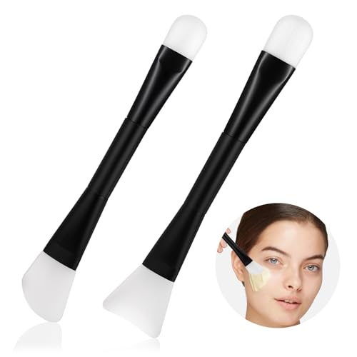 2 Stück Silikon Maskenpinsel Masken Pinsel Applikator Doppelseitige Gesichtsmasken Spatel Wiederverwendbare Gesichtsschlamm Applikator Mischpinsel Make-up Beauty Werkzeug, Schwarz