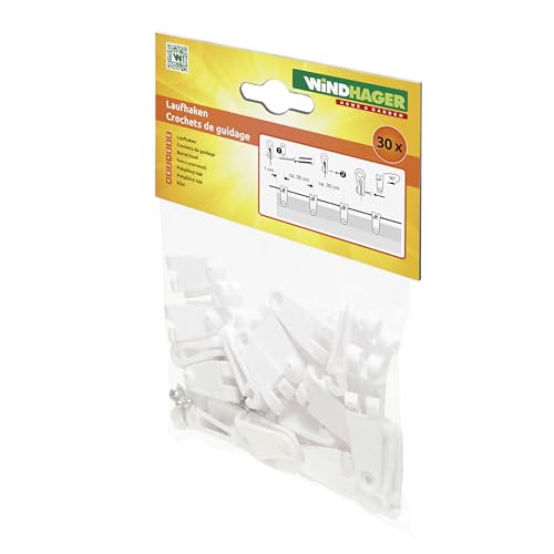 Windhager Laufhaken zur Befestigung von Sonnensegel oder Seilspannmarkise, 30 Stk Set mit Edelstahlschrauben
