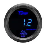 ETOPARS Universelle Auto Öldruckanzeige 2Zoll 52mm Auto Öldruckmesser Messgerät Digitales Bar Öldrucktester Anzeige Öldruck Blau Lichtanzeige Instrument Rauchtönung Len