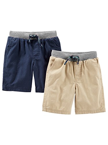 Simple Joys by Carter's Baby-Jungen, Pack of 2 Short, Helles Khakibraun/Marineblau, 4 Jahre (2er Pack)