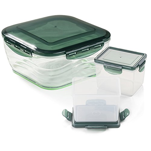 Genius Nicer Dicer Chef Auffangbehälter groß 3300 ml & 2 x klein 700 ml inkl. Deckel (6 Teile) - Servierschüssel aus Kunststoff perfekt zum Aufbewahren & Servieren