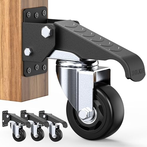 Schwerlastrollen für Werkbänke 75 mm Versenkbare Rollen mit Hebe- und Senkfunktion 360° drehbar Ideal für Werkbänke oder andere Geräte Maximale Belastung von 500 kg