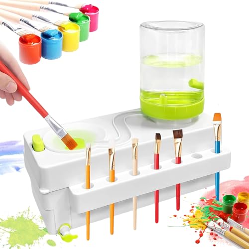 Pinsel Reiniger, Pinselreiniger Bürstenspüler, Brush Rinser Wasserkreislaufspüler, Multifunktionaler Pinsel Reiniger, Künstlerbedarf Bürstenspüler für Acryl, Aquarell und auf Wasserbasis (Weiß-grün)