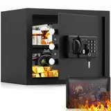 25L Safe Tresor für Zuhause, Feuerfester Tresor mit Zahlenschloss, Alarmanlage und Lautlos-Modus, Anti-Theft Schranktresor für Geld, Dokument, Medizin and Wertgegenstände