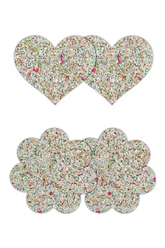 NS Novelties Pretty Pasties Heart And Flower Glow 2 Pair Multicolor One Size