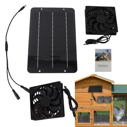 Generisch Solargetriebener Doppelter Lüfter | Solarbelüftungslüfter Für Stallgebäude | Leises Leichtes Abluftgeräte Set Für Camping Outdoor Aktivitäten
