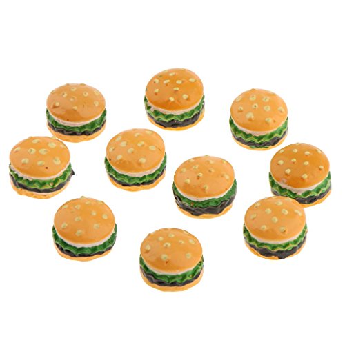 Inzopo 10 Stück 1/12 Maßstab Hamburger, Puppenhaus, Miniaturladen, Fastfood, 1,5 cm