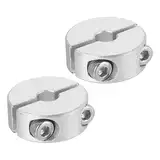 PATIKIL Geteilte Stellringe 5mm Langweilige 20mm OD 8mm Dicke, 2er-Pack Aluminiumlegierung Tiefenanschlagringe Klemm mit Gewindestift für die Maschinenbauindustrie, Silber