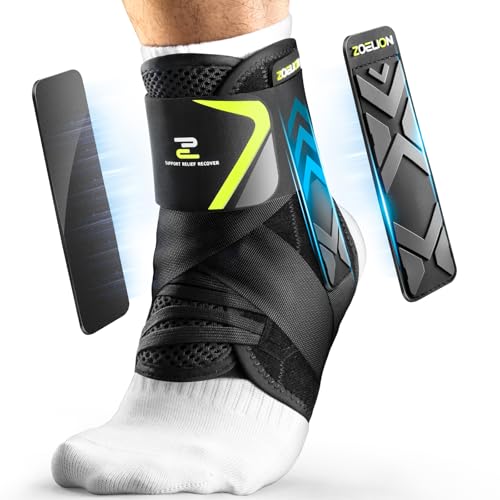 ZOELION Schnellschnür Knöchelbandage mit Auto-geformte Stabilisierungspolstern, Schlanke Passform Knöchelstütze für Herren Damen, Sprunggelenkbandage bei Verstauchungen, Verletzungserholung, Sport, L