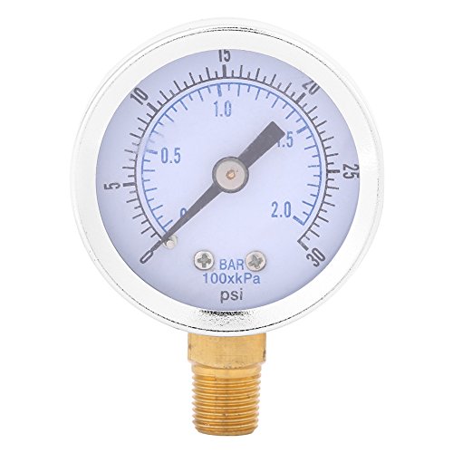 Akozon Manometer 0-30 psi 0-2 bar Mini Dial Wasser Öl Kompressor Meter Hydraulik Manometer