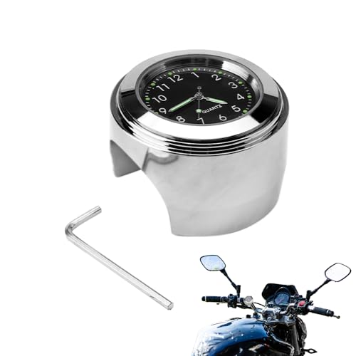 HENGBIRD Motorrad Uhr, Silber Motorrad Uhr Lenker, Aluminiumlegierung Motorrad-Uhren, Fahrrad Uhr, Uhr Motorrad, Motorrad Uhr Wasserdicht, Lenkeruhr, Uhr für Motorrad, Motorraduhr, Lenkeruhr Motorrad