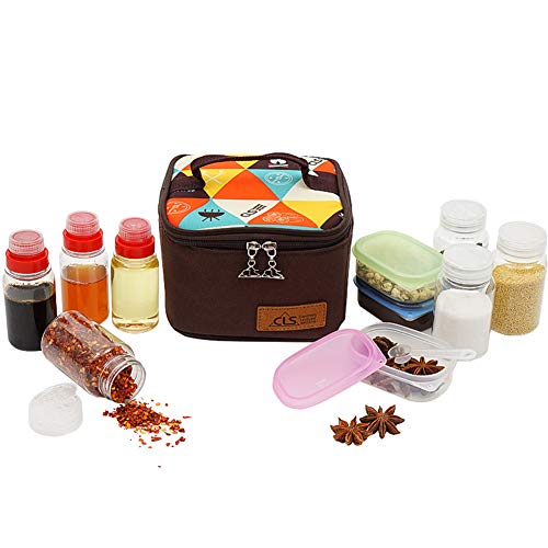 Gracelaza Set von 4 Gewürzdosen 3 Ölflasche 3 Frische Box Für Salz Pfeffer Spice Shaker Gewürz Topf mit Tasche für Camping/Reisen/Picknick #1