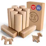 Eli® Schnitzholz Linde - 10er Pack Holzblock - welches Lindenholz zum Schnitzen oder drechseln - Schnitzvorlage - Schnitzset Holz Rohlinge - Kantholz - Holz für Erwachsene und Kinder - Bastelset