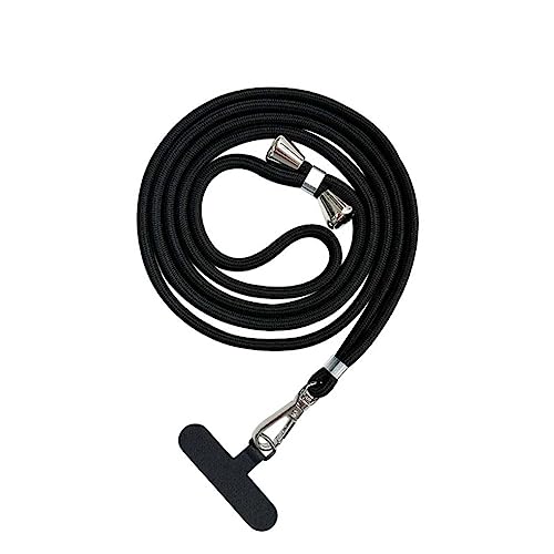 Bigcousin Universale Handykette,Handyband passend für Standard Handyhülle,Kette zum Umhängen mit Pad Handy Lanyard,verstellbar und abnehmbar,Schwarz