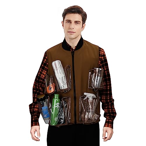 LIKUNGOU Herren Waterboy Bobby Boucher Kostüm Kariertes Hemd Praktische Multi-Pocket-Weste Jacke Halloween Cosplay Outfit (L)