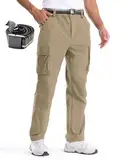 BondiTrekk Herren Wanderhose, schnell trocknende leichte Outdoorhose, elastische und Wasserabweisende Arbeitshose für Outdoor Aktivitäten Frühling/Sommer Dünner Stil Khaki L