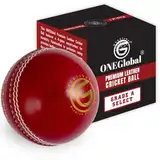 ONEGlobal Select Cricketball aus Leder, 100 % handgefertigt, 156 g, 4-teilige Konstruktion, ideal für T20, Netzübungen, Training usw. (auswählen, 1-rot)