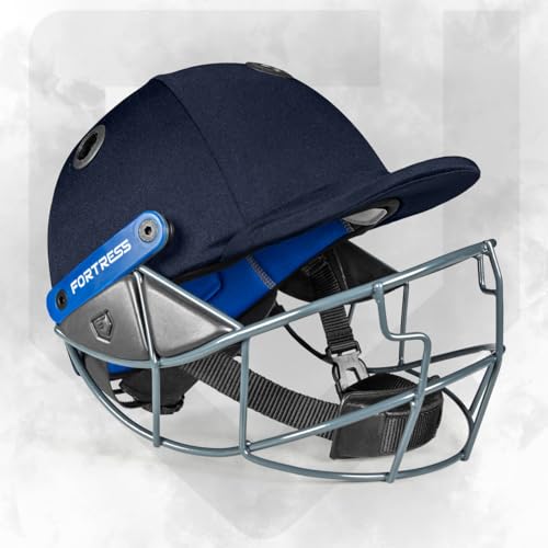 FORTRESS Pro STL Cricket-Helm – Profi-Cricket-Helm für Junior-, Jugend- und Senior-Spieler | 3 Größen | Verstellbare Cricket-Helme | 4 Farboptionen (Marine, Groß (59–62cm))
