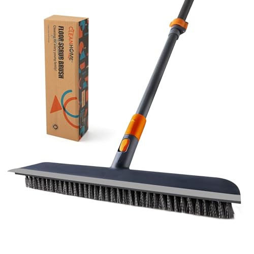 Schrubber mit stiel,CLEANHOME 2-1 Upgrade-Bodenbürste. 115 cm–150 cm Teleskop Waschbürste, geeignet für die Reinigung von Fliesenfugen im Innenbereich und Dusche Wasser entfernen