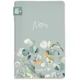 paper&you® Notizheft A6+ dotted "Minty Leaves" mit 64 Seiten, Notizbuch klein, Mini Bullet Journal - nachhaltig & klimafreundlich