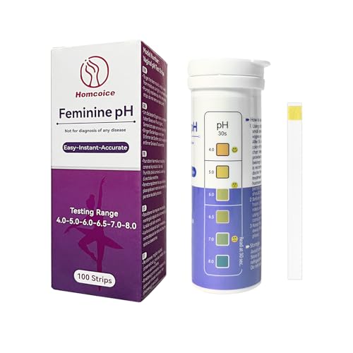 Homcoice Vaginaler pH Teststreifen (100 Streifen) Weiblicher pH Test zur Überwachung der vaginalen Intimgesundheit und zur Vorbeugung von Infektionen, genauem Säure- und Basengleichgewicht